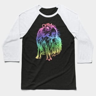 Rainbow neon capybara Baseball T-Shirt